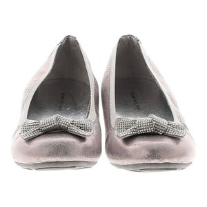 Stuart Weitzman Girl’s Size 4 Fannie Glitz Pewter Ballet Flat Bow, Rose Gold